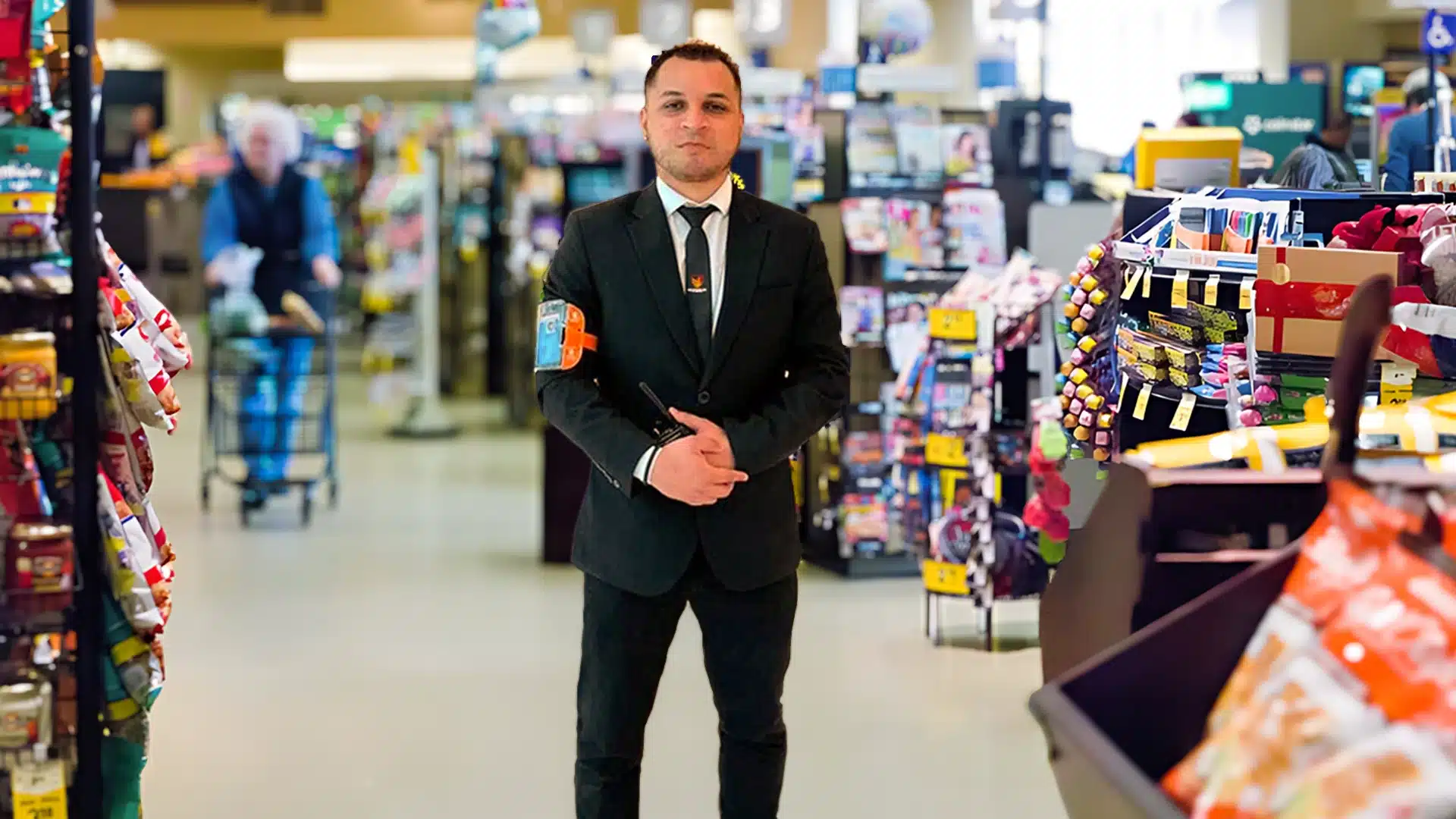 Retail security guard in Guard Mark uniform dealing with challenging situations, provides best retail security services.